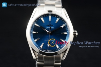 Omega Seamaster Aqua Terra 150M SS/SS Blue Dial Silver Stk Clone 8500 Auto