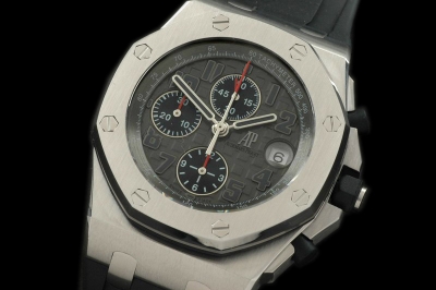 AP0123 - Royal Oak Chronograph SS/RU Grey/Blk A-7750 Sec@12