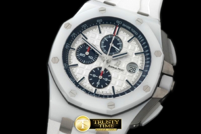 AP0239 - 2014 Royal Oak Chronograph CER/RU Wht A-7750 Sec@12