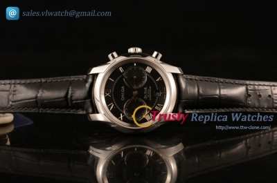 Omega De Ville Co-axial Chronograph SS/LE Black Dial Clone Omega 9300 Auto (EF)