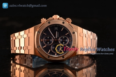 Audemars Piguet - Royal Oak Chronograph RG/RG Black Dial Miyota OS10 Quartz