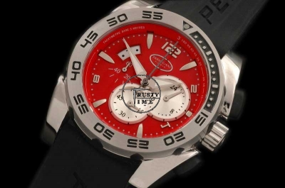 PAR003D - Pershing Chronograph SS/RU Red Jap Quartz