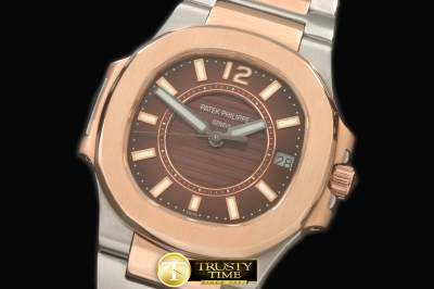 PP0178D - Nautilus 7010 Midsize 32mm TT RG Brown - Swiss Qtz