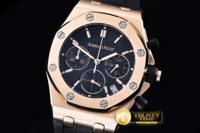 AP0350A - Royal Oak Ladies Chronograph RG/RU Black VK Qtz