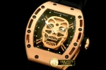 RM039B - Skull Tourbillon RG/RU Black Asian 21J Decorated Movt