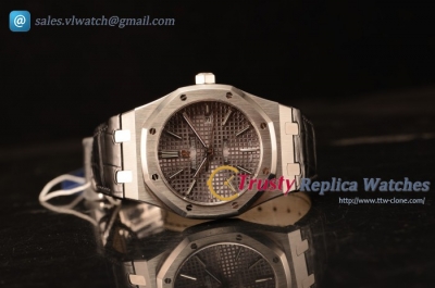 Audemars Piguet Royal Oak 41mm Grey Dial Automatic Clone Ap 3120 Movement Black Leather 15500ST.OO.1220ST.02 JH