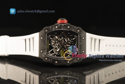 Richard Mille RM35-02 Carbon Fiber With Miyota 9015 Movement 1:1 Clone White Rubber