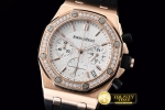 AP0344B - Royal Oak Ladies Chrono RG/RU Diam Bez White VK Qtz