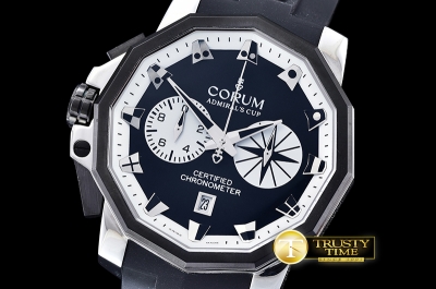 COR040G - Admirals Cup Chronograph Left Hand SS/RU Blk/Wht Qtz