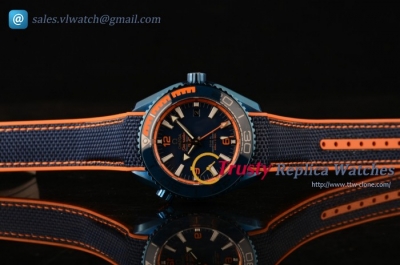 Omega - Seamaster Planet Ocean GMT “Big Blue” PVD/RU Blue Dial Clone Omega 8906 Auto (EF)