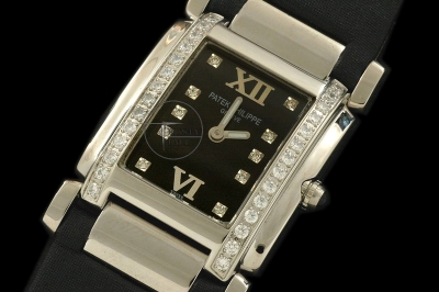 PP0034C -Ladies 24 Hours Single Diamonds SS Black - Swiss Qtz