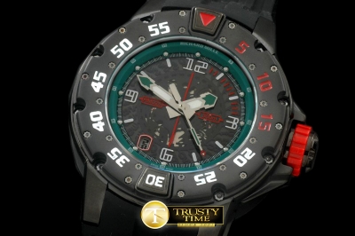 RM075B - PVD Black/RU Black/Green Asian 7751 Decorated