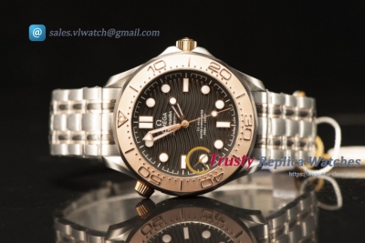 Omega Seamaster Diver 300M With Clone Omega 8806 Black Dial With Rose Gold Bezel 210.20.42.20.01.001 (EF)