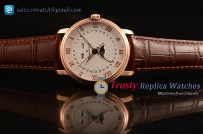 Blancpain Villeret Moonphase & Complete Calendar RG/LE White Miyota 9015 (AAAF)