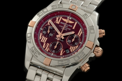 BSW0122A - Chronomat B01 SS/RG/SS Red Roman A-7750 Ult V