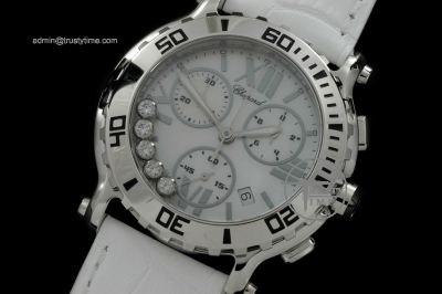 CH050C - Happy Sports Chrono SS/LE M-Wht/Whte Swiss Eta Qtz