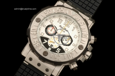 PC002A - C-Type 48mm Chrono SS/RU White Jap Quartz Chronos