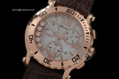 CH052A - Happy Sports Chrono RG/LE M-Wht/Brown Swiss Eta Qtz