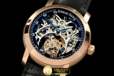 AP0134B - Jules Audemars Skeleton Tourbillon RG/LE Black Tourbi