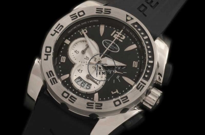 PAR003A - Pershing Chronograph SS/RU Black Jap Quartz