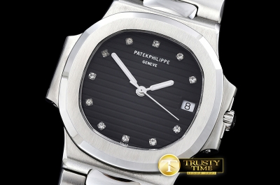 PP0244A - Nautilus Ref.3800 Midsize SS/LE Black Diams BP A2824