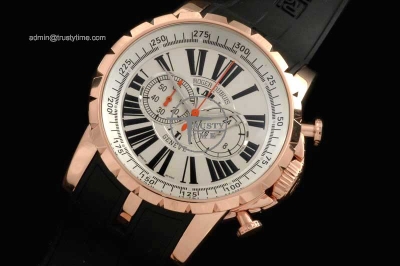 ROG006E - Excalibur Chrono RG/RU White Jap Quartz Chrono