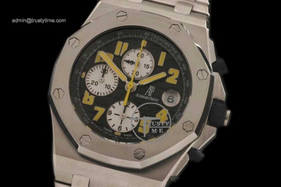 AP0085A - Royal Oak Chronograph SS/SS Blk/Yel A-7750 Sec@12