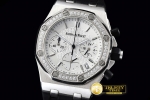 AP0345B - Royal Oak Ladies Chrono SS/RU Diam Bez White VK Qtz