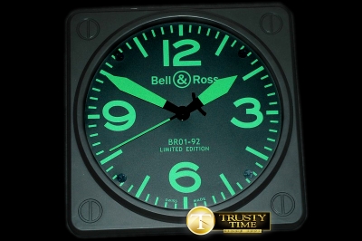 BRACC006E - BR01-92 Black/Green Wall Clock 30mm