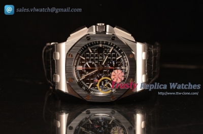 Audemars Piguet Royal Oak Offshore Black Dial 1:1 Clone With Black Leather Strap JF 26411PO.OO.A002CR.01