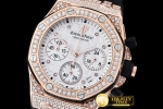 AP0369C - Royal Oak Ladies Chrono RG/RU Wht Diam Diam Bez VK64