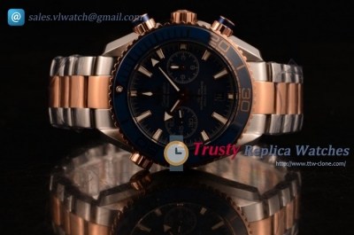 Omega Planet Ocean 600M Co-Axial Master Chronometer Chrono RG/TT Blue Dial Clone Omega 9901 (EF)