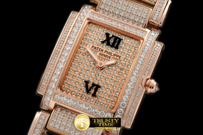 PP0088 - Ladies 24 Hours RG Full Diamonds Dial/Bracelet Swiss Qt