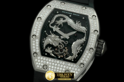 RM048A - Dragon Tourbillon SS/RU Black/Plat Asian 21J