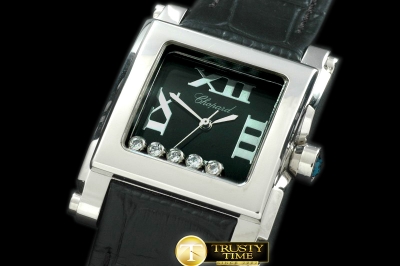 CH074 - Happy Sports Square SS/LE Black Swiss Quartz