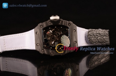 Richard Mille - RM 055 CF/NY/LE Skeleton White Nylon/Leather Strap Miyota 9015 Auto