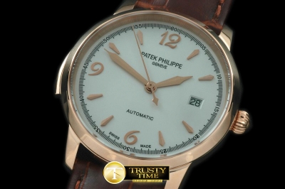 PP0151B - Calatrava Automatic RG/LE White Num Asian 2824