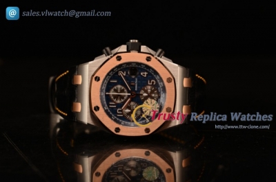 1:1 Audemars Piguet Royal Oak Offshore Chrono Steel/Rose-Gold Mens Watch Blue Dial - 26471SR.OO.D101CR.01 (JF)