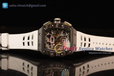 Richard Mille - RM11-03 CF/RU White Rubber Strap Swiss Valjoux 7750 Auto 1:1 Original (KV)