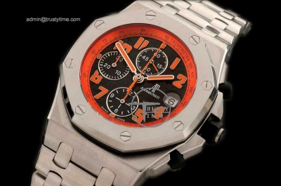 AP0081A - Royal Oak Chronograph SS/SS Blk/Org A-7750 Sec@12