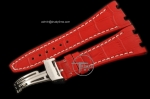 APACC004C - Red Leather White Stitch Strap c/w Clasp