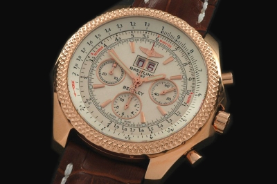 BSW0130A - Bentley 6.75 Big Date Chrono YG/LE Wht A-7750 Sec@3