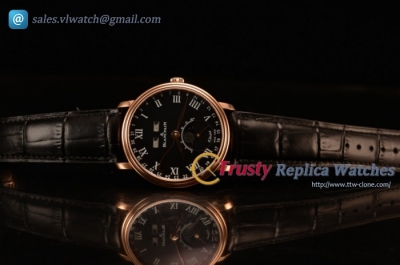 BlancPain Villeret Miyota 9015 Automatic Rose Gold Case Roman and Black Leather Strap 6639-3637-55b