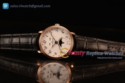 BlancPain Villeret Miyota 9015 Automatic Rose Gold Case Arabic and Black Leather Strap 6639a-3631-55b