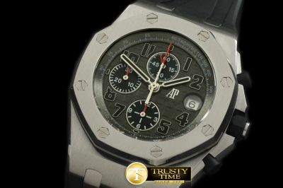 AP0133C - Royal Oak Chronograph SS/RU Grey/Blk A-7750 Sec@12