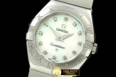 OMG0205A - Double Eagle Ladies SS MOP White Swiss Qtz