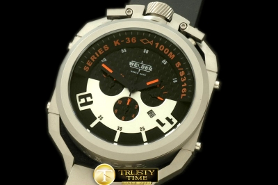 WLD009E - K36 Chronograph SS/RU Black/Orange Jap Quartz