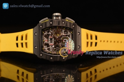 Richard Mille - RM11-03 CF/RU Yellow Rubber Strap Swiss Valjoux 7750 Auto 1:1 Original (KV)