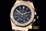 AP0344A - Royal Oak Ladies Chrono RG/RU Diam Bez Black VK Qtz