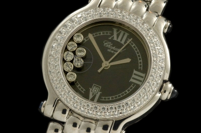 CH005 - Happy Sport Diamonds Ladies SS Black - Swiss Quartz